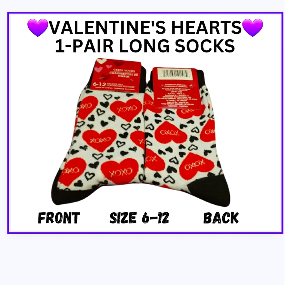 🥳NWT/VALENTINE HEARTS LONG SOCKS SIZE 6-12